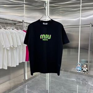 Miu Miu Black Tee with Colorful Logo